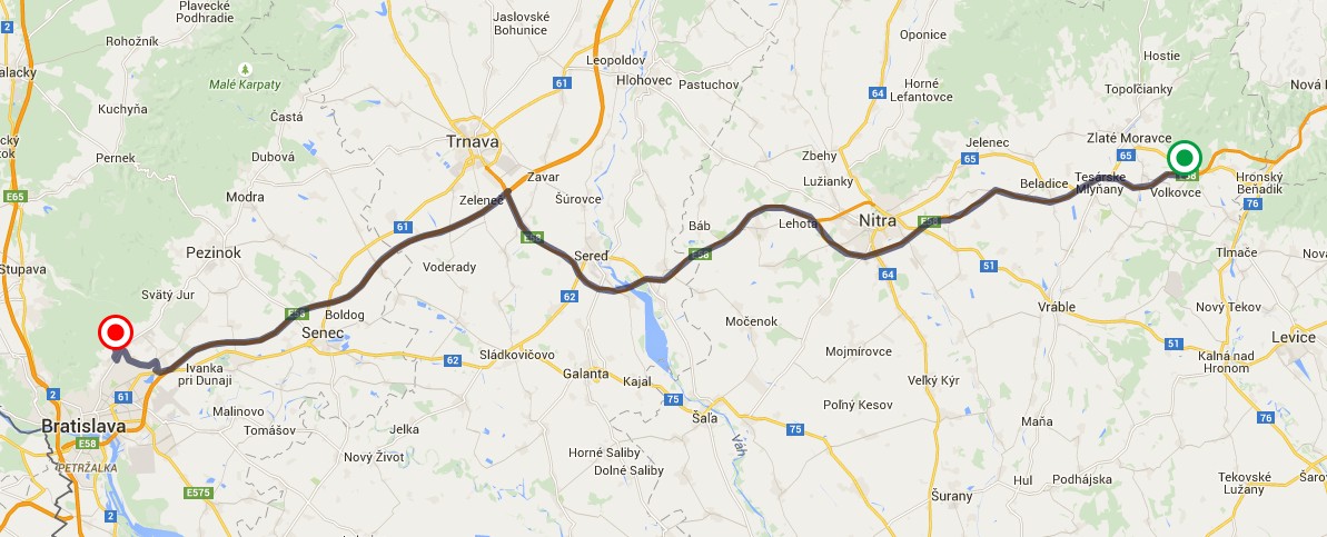 Zobrazenie jazdy v mape celkovo