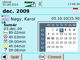 Kalendárny sumár činností vodiča
