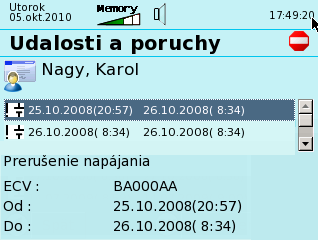 Udalosti a poruchy vodiča
